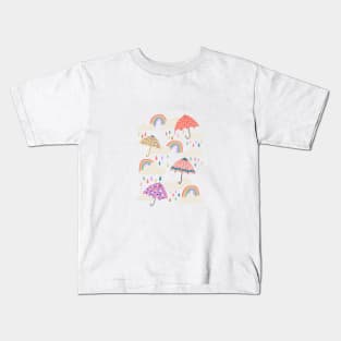 Spring Rain on Aqua Kids T-Shirt